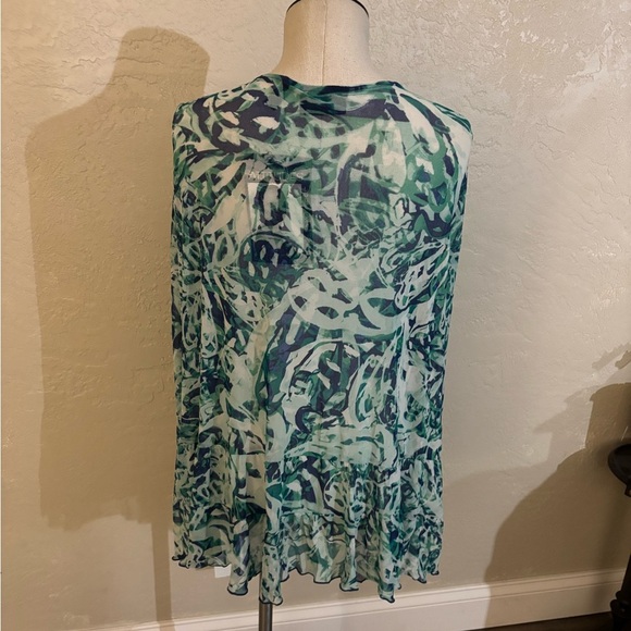 Attitudes by Renee Abstract Print Sheer Cardigan Sz 3X - Picture 5 of 7